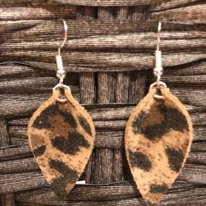 Leopard print leather earrings